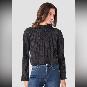 By Together • Black Sparkle Mock neck Sweater S NWT